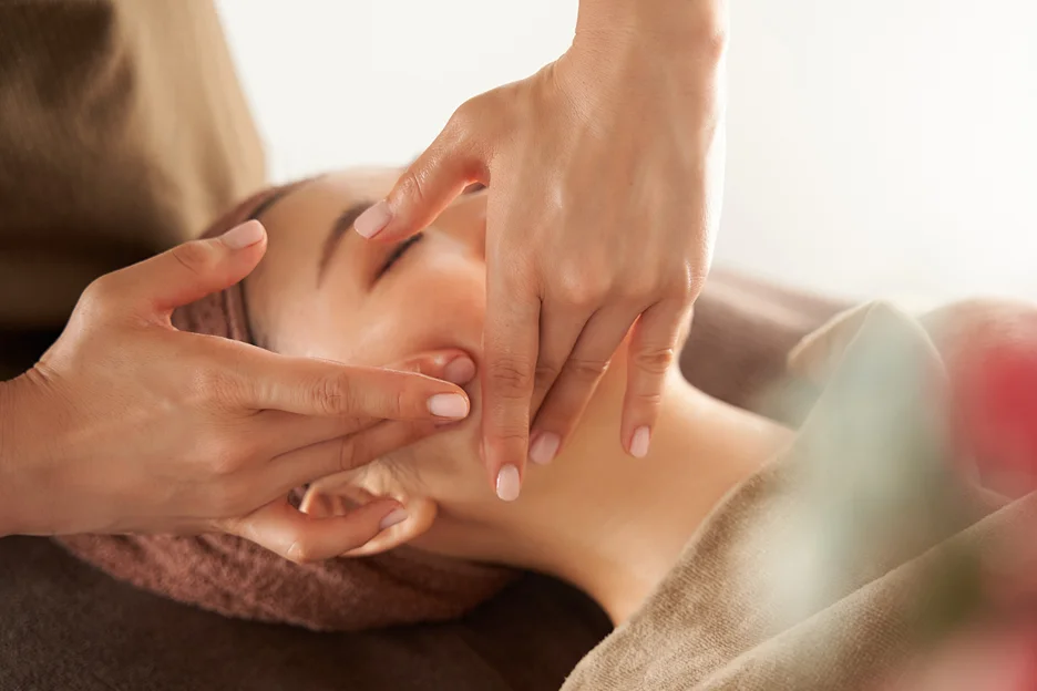 a woman had facial massage