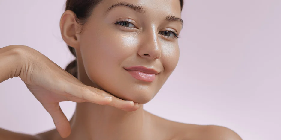 a portrait of a woman with defined jawline
