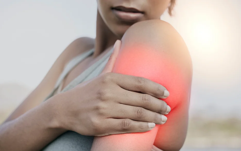 A woman experiencing after lymphedema after brachioplasty.